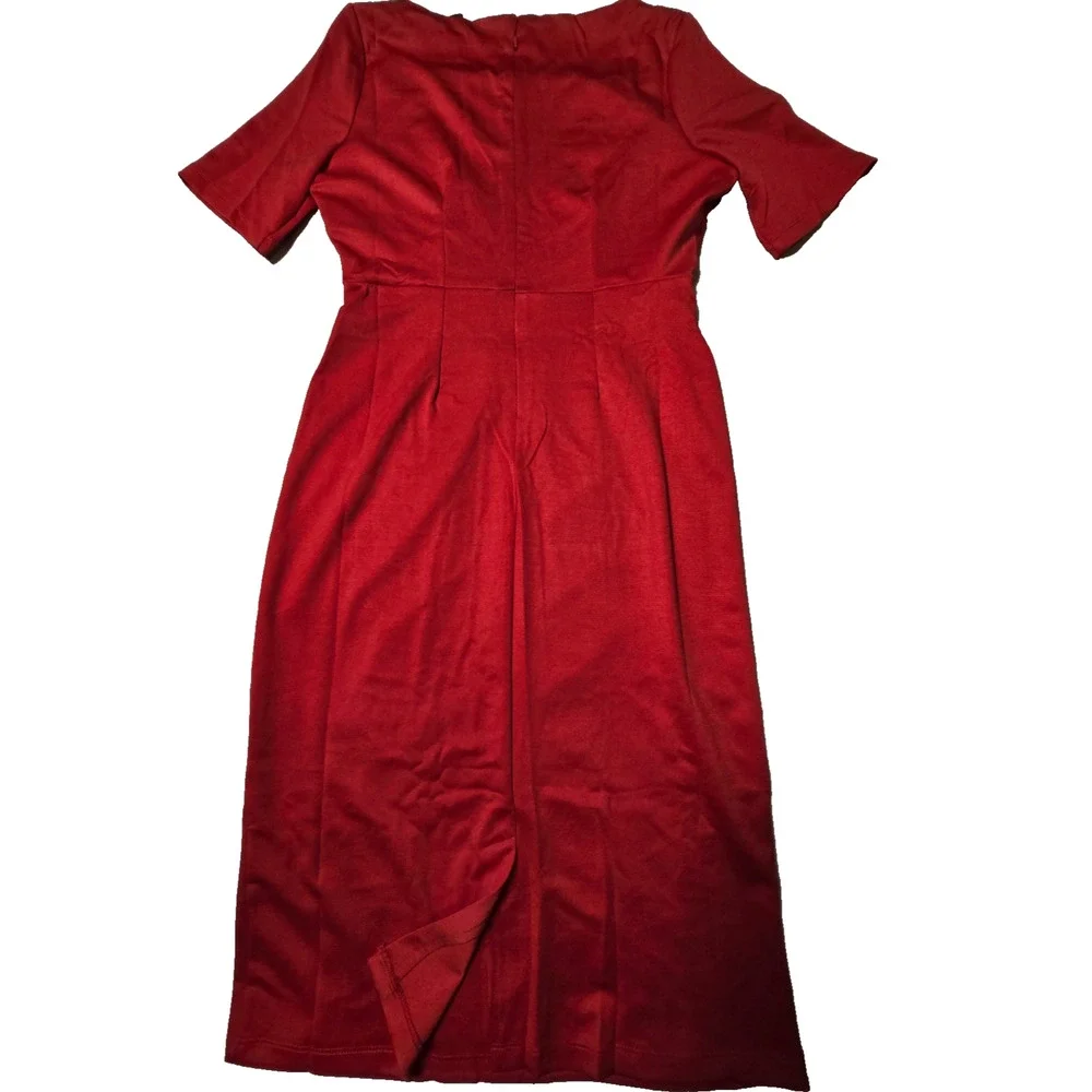 Tulip B Red Bodycon Midi Dress Women's Small Retro Pinup NWT - Picture 4 of 8